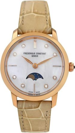 Frederique Constant Pre-owned Frederique Constant Constant Ultra Slim Quartz Moon Phase Diamond White Dial Ladies Watch FC-206MPWD1S9