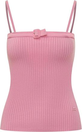 Courr&egrave;ges Buckle Rib Knit Top - Dames - Tops zonder mouwen - Roze - M - Polyester - Tops