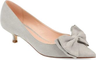 Journee Collection Orana Pump Gray Faux Suede Kitten Heel HAWK087