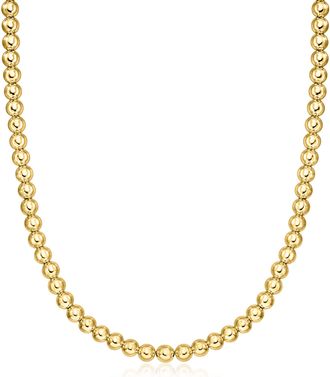 Ross-Simons Italian 6mm 18kt Gold Over Sterling Bead Necklace