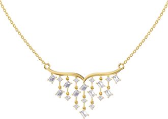 Diamond2Deal 18k Vermeil Plated Silver 2.9 Ct Multi ShapeLab Grown Diamond Pendant Necklace 18