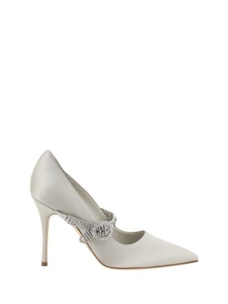 Manolo Blahnik Silver Embellished Pumps