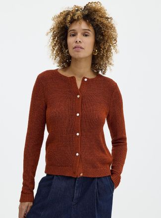 Contemporaine Womens Lustrous ribbon-knit Cardigan Sweater