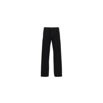 Saint Laurent Straight Jeans, female, Black, Size: W25 Long Baggy Denim Jeans with Pockets