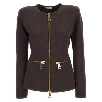 Elisabetta Franchi Dames, Jassen, Bruin, Maat: M Viscose
