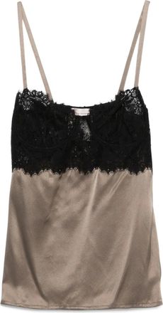 Semicouture Top in seta con finitura di pizzo - Grigio