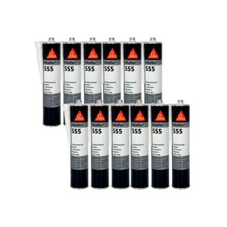Sika Sika - Juego De 12 Adhesivos De Acristalamiento Flex 555 - Negro - 300ml