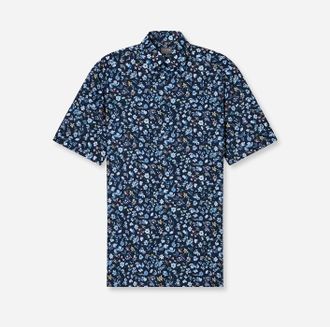 Olymp Kurzarmhemd OLYMP Luxor comfort fit, Herren, Gr. 39, N-Gr, blau (marine), Web, Obermaterial: 100% Baumwolle, comfort fit, Hemden Kurzarmhemd, mit flor