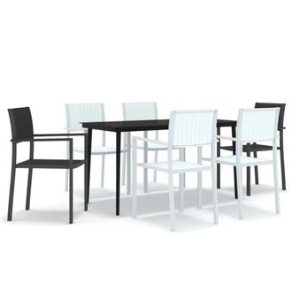 Berkfield Home 7 Piece Garden Dining Set Black & White