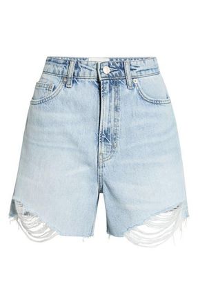Reformation Saige High Waist Raw Hem Denim Cutoff Shorts in Dory at Nordstrom, Size 23