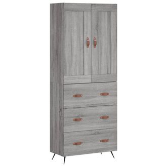 vidaXL Aparador Alto Madera Contrachapada Gris Sonoma 69,5x34x180 Cm Vidaxl