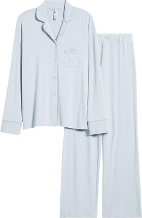 SKIMS Sleep Long Pajamas in Zen Blue at Nordstrom, Size Xx-Small