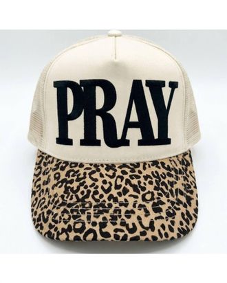 OTTO Unisex - Pray Canvas Trucker Hat In Beige/leopard