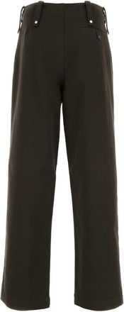 Burberry Mens Chocolate Cotton Wide-Leg Pant Otter Exterior: Pantaloni Trousers