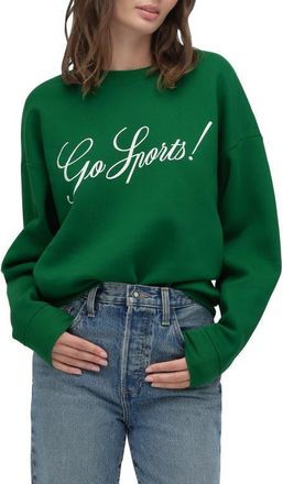 Favorite Daughter The Go Sports Cotton Blend Sweatshirt in Green/White at Nordstrom, Size X-Large