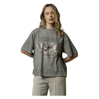 Kocca Tops, Dames, Grijs, S, Rock Androll World Tour Grafisch T-shirt