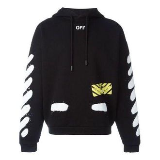 Off-white Graffiti Stripe Hoodec Fleece Men Black OMBB009S171920231001