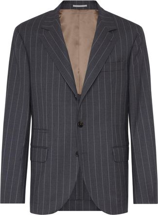 Brunello Cucinelli Chalk-Stripe wool blazer - men - Cupro/Virgin Wool - 54 - Grey