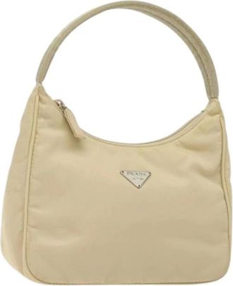 Prada Pre-owned Mini Bags, female, Beige, Size: ONE SIZE Pre-owned Nylon Mini Bag
