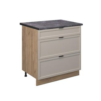Vicco Mueble Bajo De Cocina Fame-line, Grisbeige, 80 Cm Con 3 Cajones, Et Antracita, Vicco