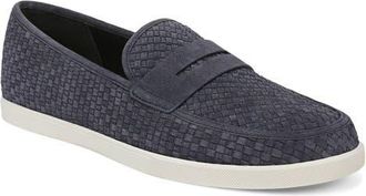 Vince Santino Woven Suede Penny Loafer in Blue Ink at Nordstrom, Size 10.5