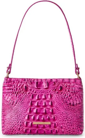 Brahmin Lorelei Croc Embossed Leather Shoulder Bag in Electric Fuschia at Nordstrom