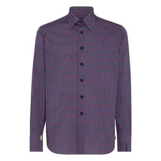 Billionaire Boys Club Monogram-pattern Katoenen Overhemd - Heren - Casual Overhemden - Blauw - S - Katoen - Overhemden