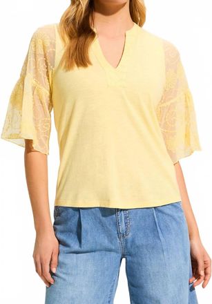 FDJ 3/4 Mesh Bell Sleeve Top In Yellow