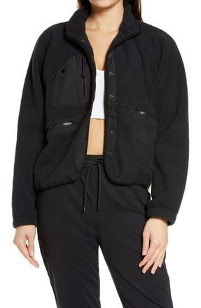 Free People FP Movement Hit the Slopes Fleece Jacket in Black at Nordstrom, Size X-Small