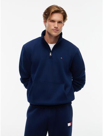 Tommy Hilfiger Mens Fleece Quarter-Zip Sweatshirt - Carbon Navy - XXXL
