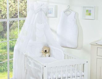 OEM Juego De Cama De 5 Piezas De 135x100 Cm Con Dosel - Corazones Colgantes Blancos