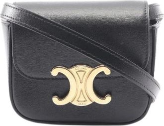 Celine Pre-owned Cross Body Bags, female, Black, Size: ONE SIZE Pre-owned Mini Claude Triomphe Leather Shoulder Bag