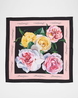 Dolce & Gabbana Floral Silk Twill Foulard Scarf