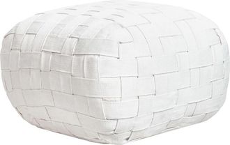 Beliani Beliani - Outdoor Hand Woven Pouffe Ottoman Synthetic Material Garden Accessories 50 x 50 cm Off White Bodla