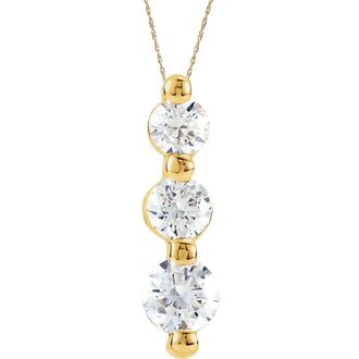 Pompeii3 1Ct Diamond Necklace Three Stone Pendant in 10k White or Yellow Gold