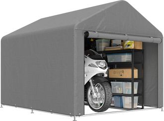 OEM Carpa De Jard&iacute;n Para Bicicletas Con Marco De Metal Galvanizado Puerta Con Cremallera Impermeable Anti-uv 2,4x2x2 M Gris