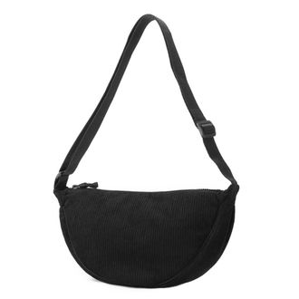Generic Crescent Bag Adjustable Strap Crossbody Bag for Men Women with Zipper Handbag Solid Dumpling Bag for Travel Work (Black)