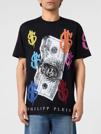 Philipp Plein T-shirt girocollo in cotone con stampa grafica frontale