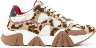 Versace Squalo leopard calfskin mesh chunky sneakers