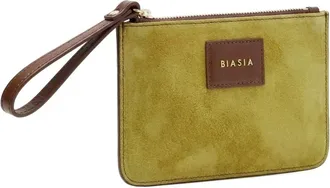 Francesco Biasia Tassen, Dames, Groen, ONE Size, Su&egrave;de, Platte Su&egrave;de Portemonnee