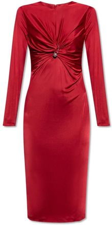 Versace Jurk met decoratieve draperie - Dames - Casual kleedjes - Rood - XS - Leer - Kleedjes