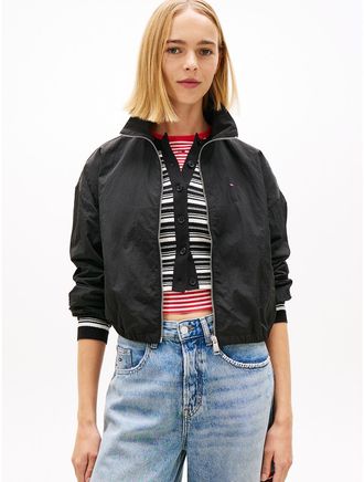 Tommy Hilfiger Womens Tommy Jeans Water-Repellent Zip Jacket - Black - XXS