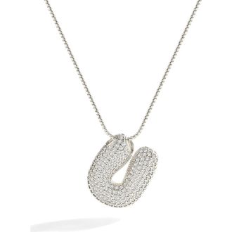 Mint & Lily Pave Bubble Initial Necklace in Silver /Letter U at Nordstrom