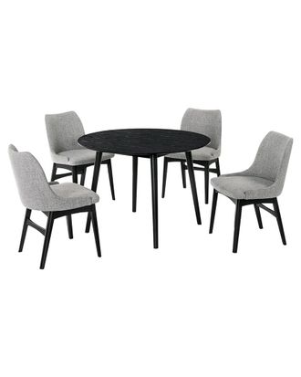 Armen Living Arcadia And Azalea 42In Round Wood 5Pc Dining Set