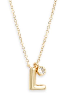 Chelsea28 Goldtone Initial Pendant Necklace in L- Clear- Gold at Nordstrom