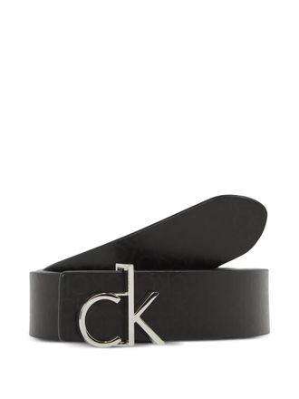 Calvin Klein logo-buckle leather belt - women - Calf Leather - 95 - Black