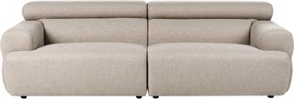 Beliani Sof&aacute; De 3 Plazas Tapizado De Tela Reposabrazos Reposacabezas F&aacute;cil De Limpiar Estilo Moderno Beige Hovden