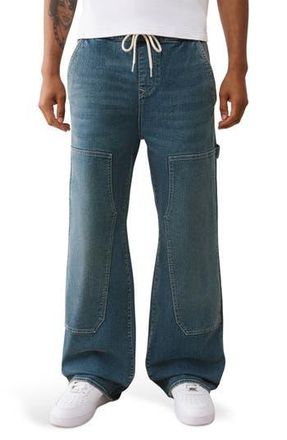 True Religion Vinny Drawstring Ultra Baggy Carpenter Jeans in Medium Cozy Fireside Wash at Nordstrom Rack, Size 38 X 34