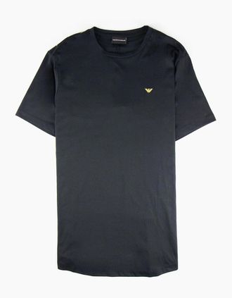 Emporio Armani Mens Emporio Armani Embroidered Gold Logo T Shirt Black - Size: 36
