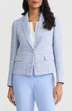 Kasper One-Button Tweed Jacket in Paris Bleu Multi at Nordstrom, Size 16P